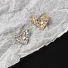 Rectangular Heart Brooch Korean Style Hollow Heart Breastpin Rhinestone Pin  Suit Coat Collar