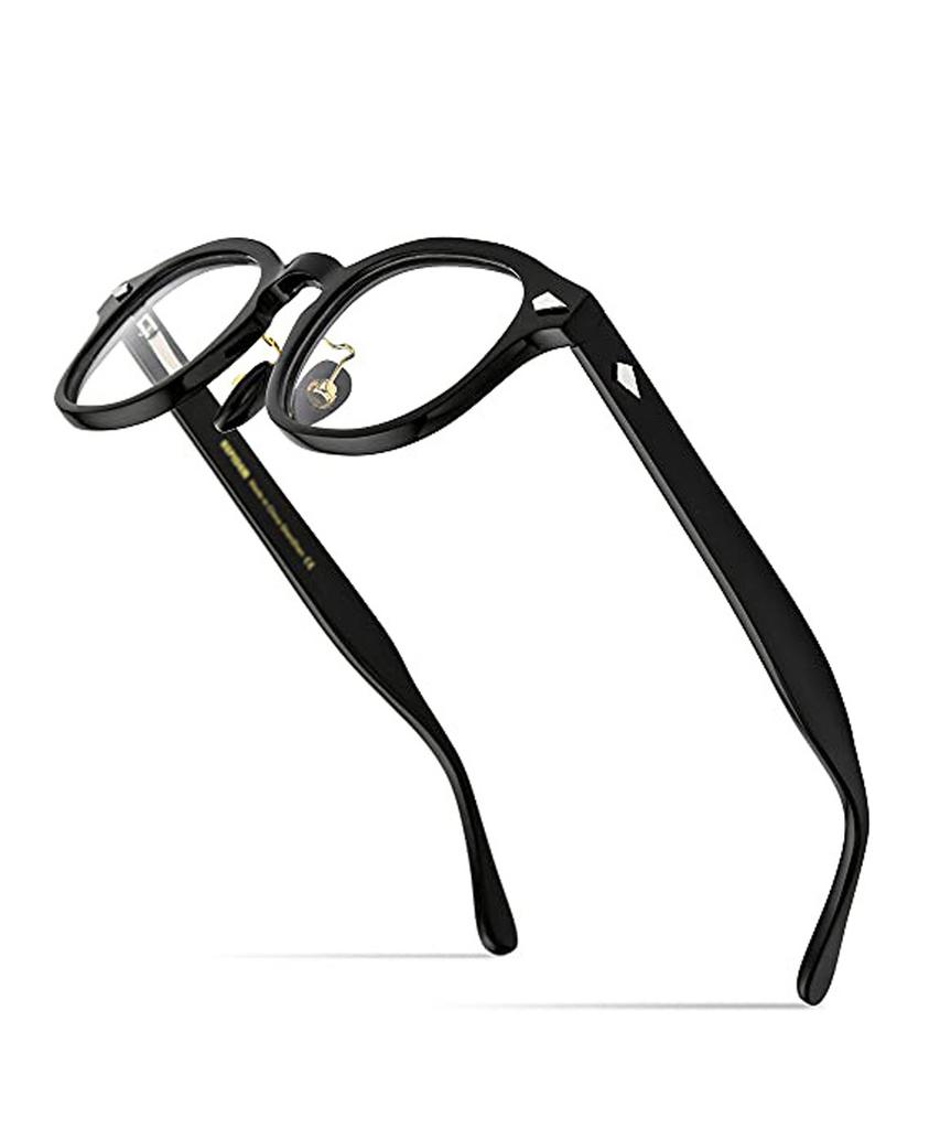 Lingkeonpeuleim Buffalo Horn Arnel Acetate Eyeglass Frames Black