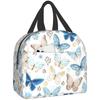 Blue Butterfly Insulated Lunch Bag Kawaii Lunch Box Portable Reusable Cute Lunch Bags for Women Waterproof Leakproof for Girls