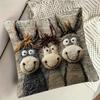 Cartoon Donkey Pillow Cover Zippered Cute Animal Pillowcase Decorative Throw Pillow Cover for Car Sofa
