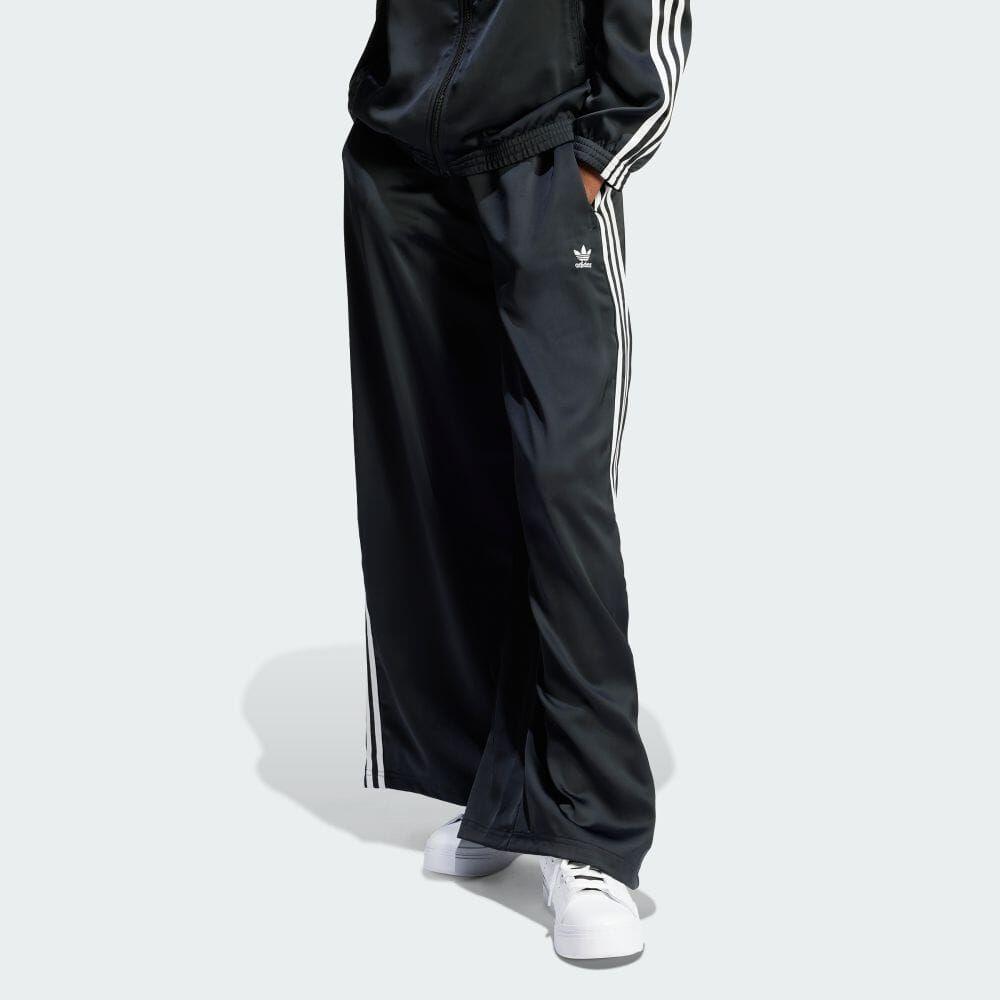 Adidas Originals Striped Elastic Wide Leg Casual Pants Women Bottoms Black IU2520