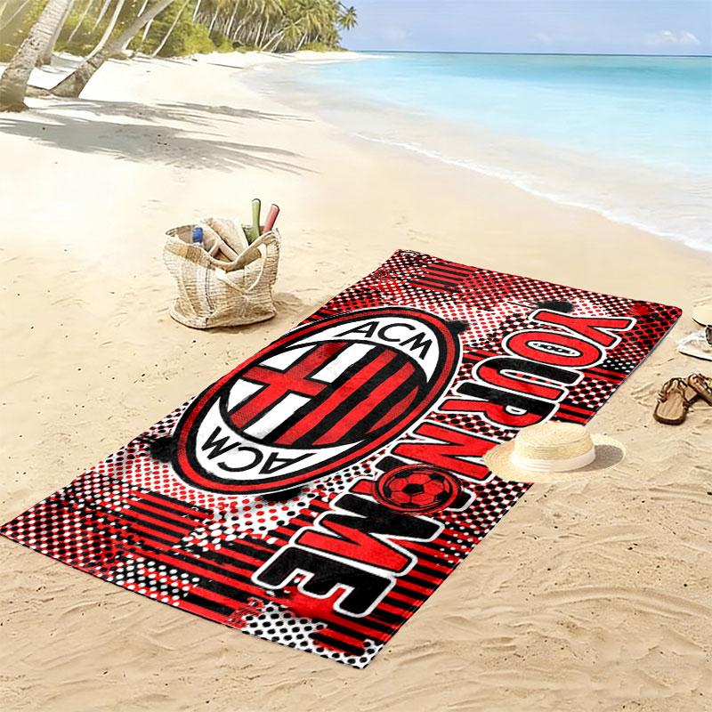 Custom Name,AC Milan Print Beach Towel, Large Soft Quick Dry Towel for Beach Camping Swimming