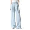 Women's Blue Plaid Wide-Leg Casual Pants
