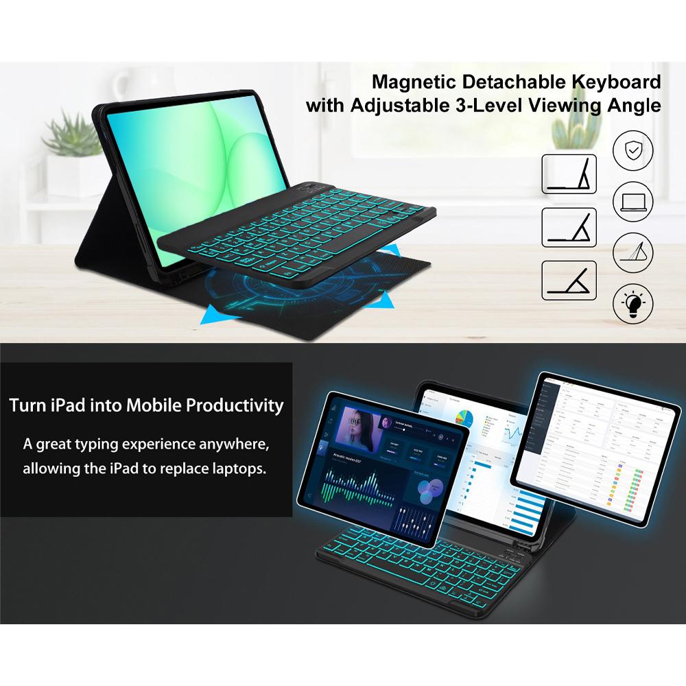 Case for Samsung Galaxy Tab A11 Plus 11 Inch, Detachable Bluetooth Keyboard Cover for Samsung Tab A11+ SM-X230/235/236B/310/315