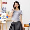 Женская облегающая футболка SPAO с U-образным вырезом и короткими рукавами