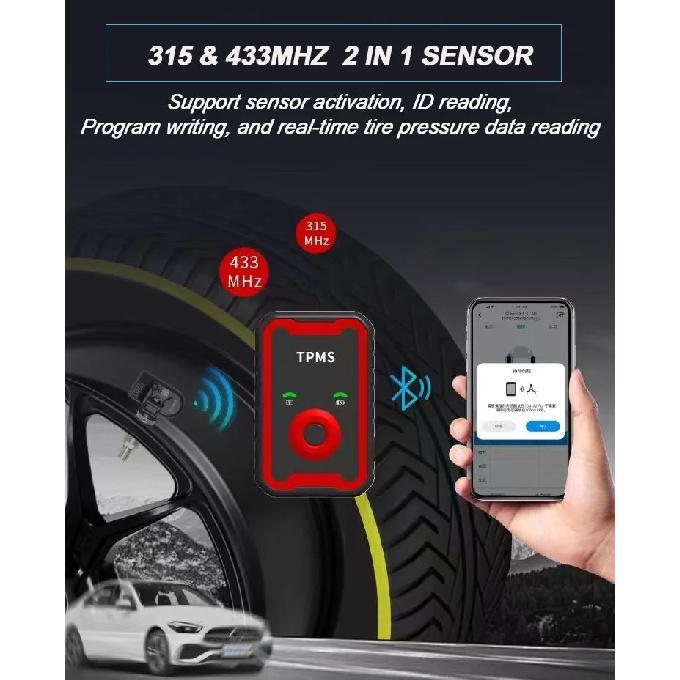Programable TPMS Sensors 2 in 1 433MHz+315MHz Support Programing with CELL PHONE Tire pressure monitor System