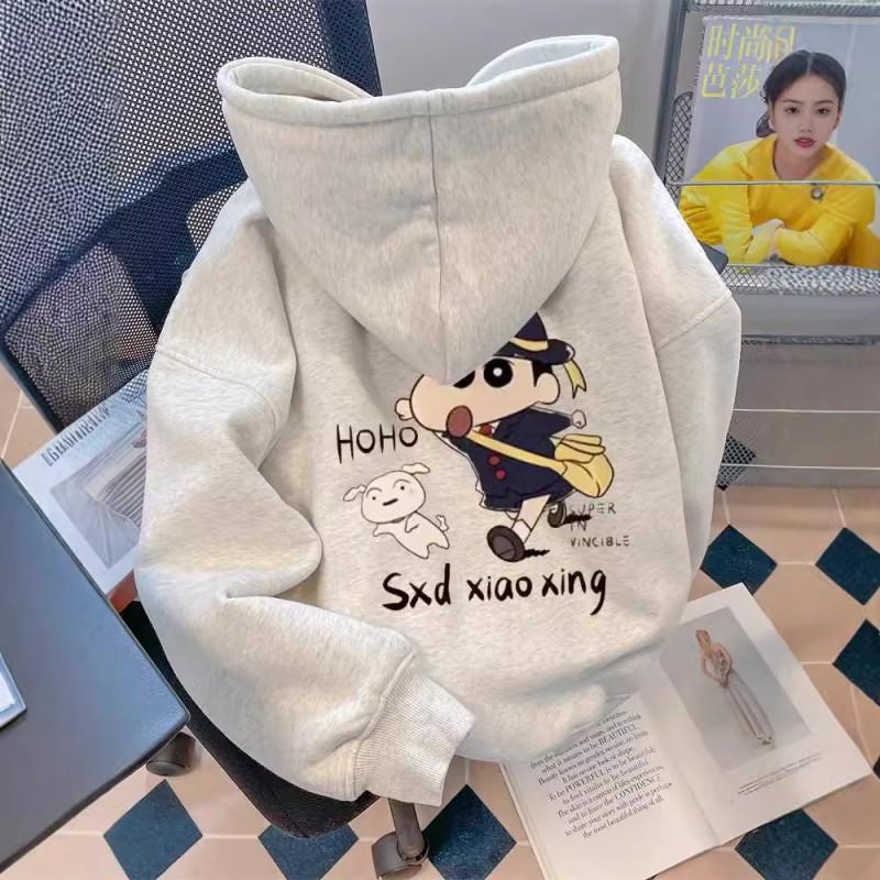Womens Cartoon Print Hooded Sweatshirt Loose Fit Casual Pullover Top Plus Size Cute Streetwear