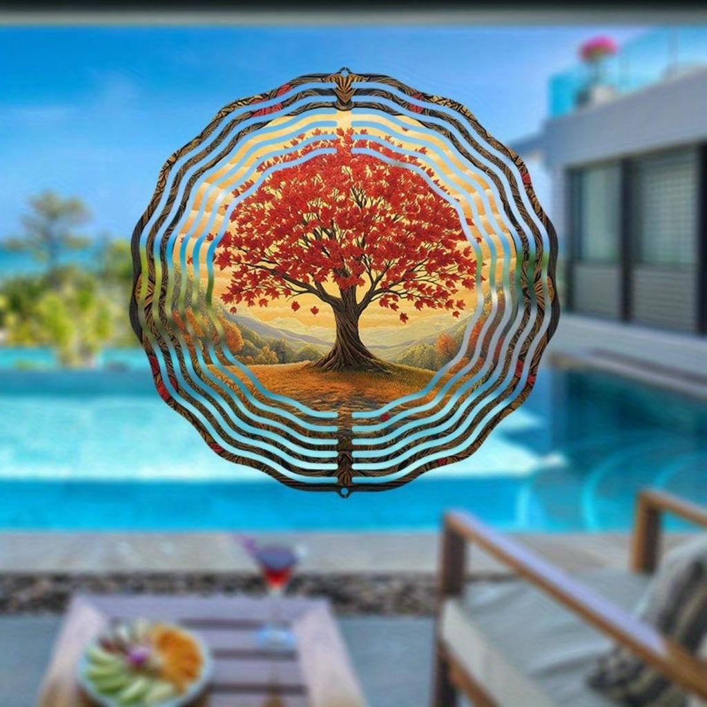 Классическая уличная подвесная ветряная мельница, работающая от ветра, с бесконечным вращением - Декор для сада с узором старого красного клена