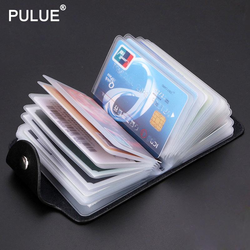 Hasp Leather 24 Slots Bits Business Card Bag Card Case Men Women ID Holders Bank Credit Card Organizer Bags Passport Card Wallet