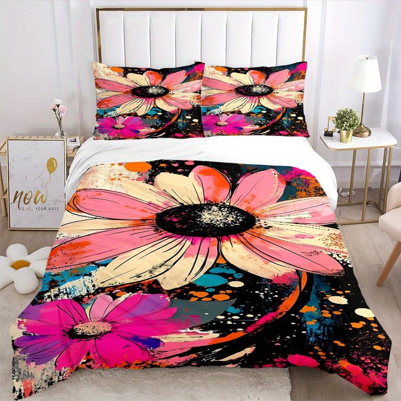 3Pcs Floral Print Printed Bedding Set, Breathable And Soft,(Includes 1 Duvet Cover And 2 Pillowcases, Quilt Not Included) yy250815185