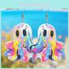 Halloween Ghost Acrylic Earrings In Vibrant Colors Whimsical Geometric Design For Women