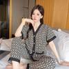 Loose Soft Women Pajamas Set Brand Sleepwear Print Letter Smooth Pajama Set Casual Home Clothe Nightclothes Summer