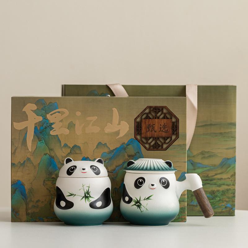 Guochao Merchandise Panda Cup Керамическая чашка Чайная кофейная чашка Фильтр-чашка Гравировка Имя Фамилия Чашка