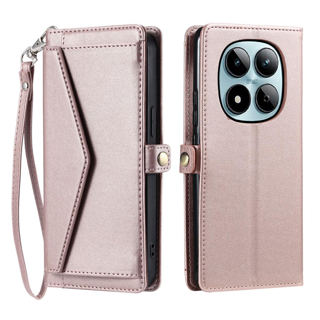 Для Xiaomi Redmi Note 15 Pro 4G (Глобальный) Кожаный чехол с ремешком на запястье, кошельком и подставкой для телефона