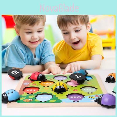 Деревянная игрушка-божья коровка с цифрами для детей, развивающая обучение и когнитивное развитие