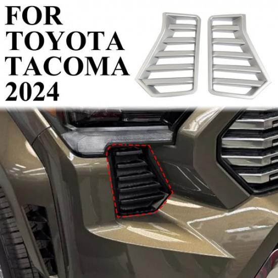 Silvery Front Bumper Side Headlight Grille Air Vent Trim Cover for Toyota Tacoma