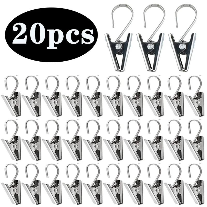 20pcs Stainless Steel Curtain Clips with Hook Sturdy and Durable Window Curtain Hook Clips Home Window Curtain Decor Accessories