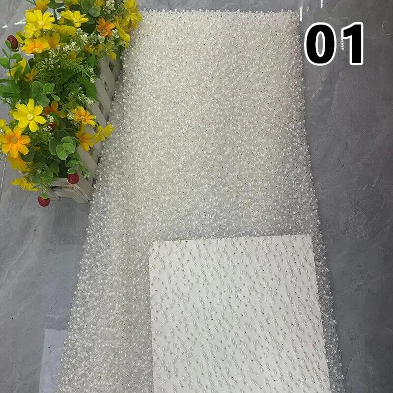 90x125 см Роскошная вышивка Жемчуг Блестки Свободные Бусины Ткань DIY Материал для Рукоделия Платье Высокое Качество Ручная Работа Жемчужные Бусины Сетка