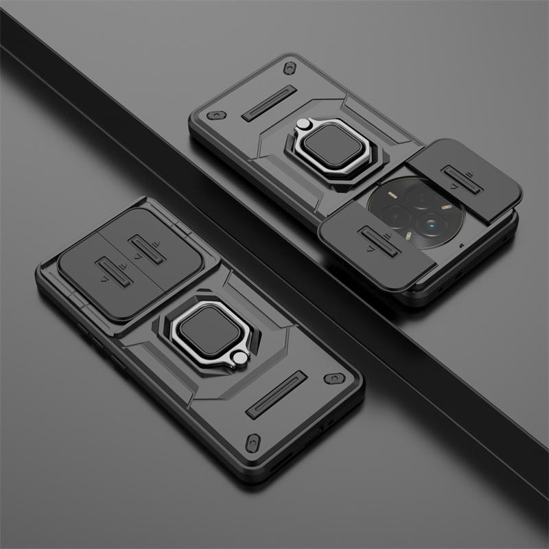 Shockproof Armor Case For OPPO Realme 14 Pro 5G Slide Lens Camera Protection Back Cover for Realme 14 Pro Plus Ring Stand Cases