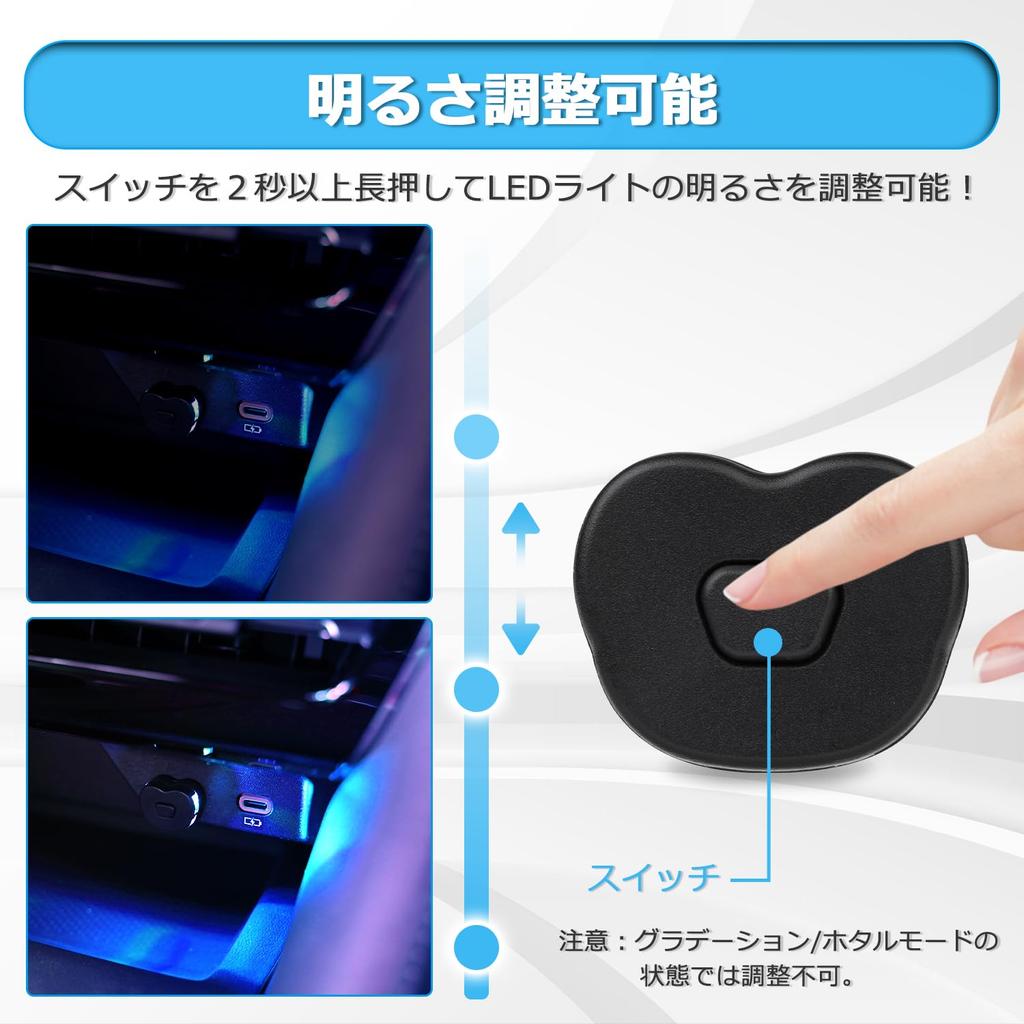 CARVANTA USB-лампа Type-C, Автомобильная лампа, 8 цветов, Светодиодная, RGB-подсветка, Переключение направления света,