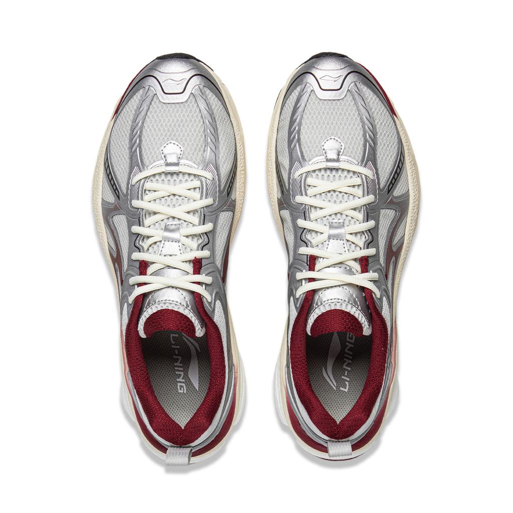 Li Ning Push Pull Boom V2 Амортизация Скользкая Устойчивая к истиранию Отскок Низкие Кроссовки для бега Мужские Серебристый ARXW019-2