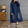2024 Осень Джинсовые Куртки Длинное Пальто Повседневная Рубашка С Длинным Рукавом Женские Свободные Синие Винтажные Женские Винтажные Топы Плюс Размер