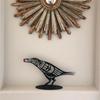 Metal Crow Figurine Crow with Berry Statue Desktop Decor Home Ornament Bird Silhouette Art