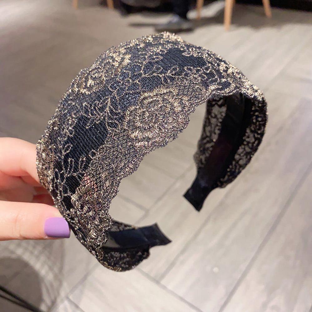 Non-slip Toothed Silk Embroidery Hair Bands Hair Accessories Lace Head Hoop Broadside Headband
