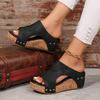 Fashion Vintage Wedge Heeled Sandals Women Peep Toe Pu Leather Thick Sole Slippers Woman Summer Comfort Platform Sandalias Mujer 2025