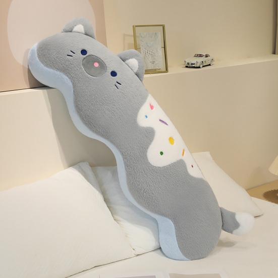 Cream Cat Plush Pillow Ergonomic Body Pillow for Side Sleeping & Cuddling 80/100cm Soft Stuffed Animal for Bed And Sofa