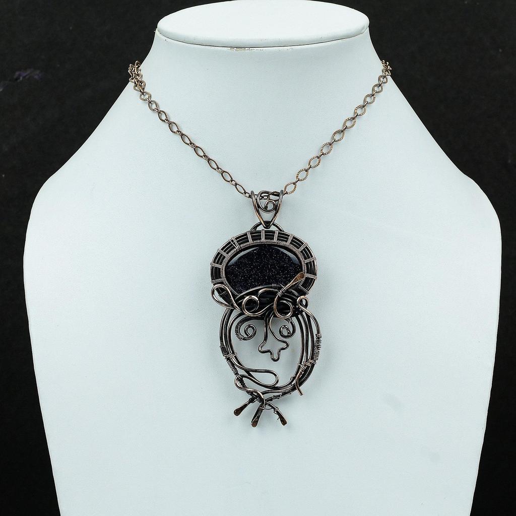 Blue Sunstone Pendant Copper Wire Wrapped Jewelry Gemstone Pendant Handmade Pendant Copper Wire Wrap Pendant Gift For Women Sunstone Jewelry