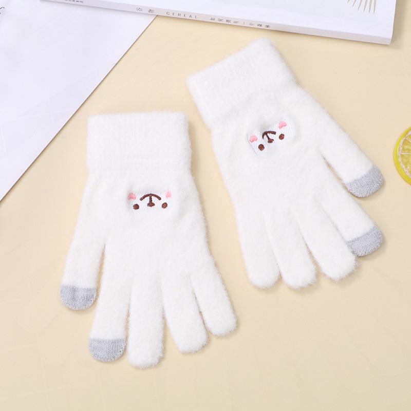 New Cartoon Smiling Face Autumn and Winter Warm and Cold Men and Women Can Touch Screen Knitted Gloves