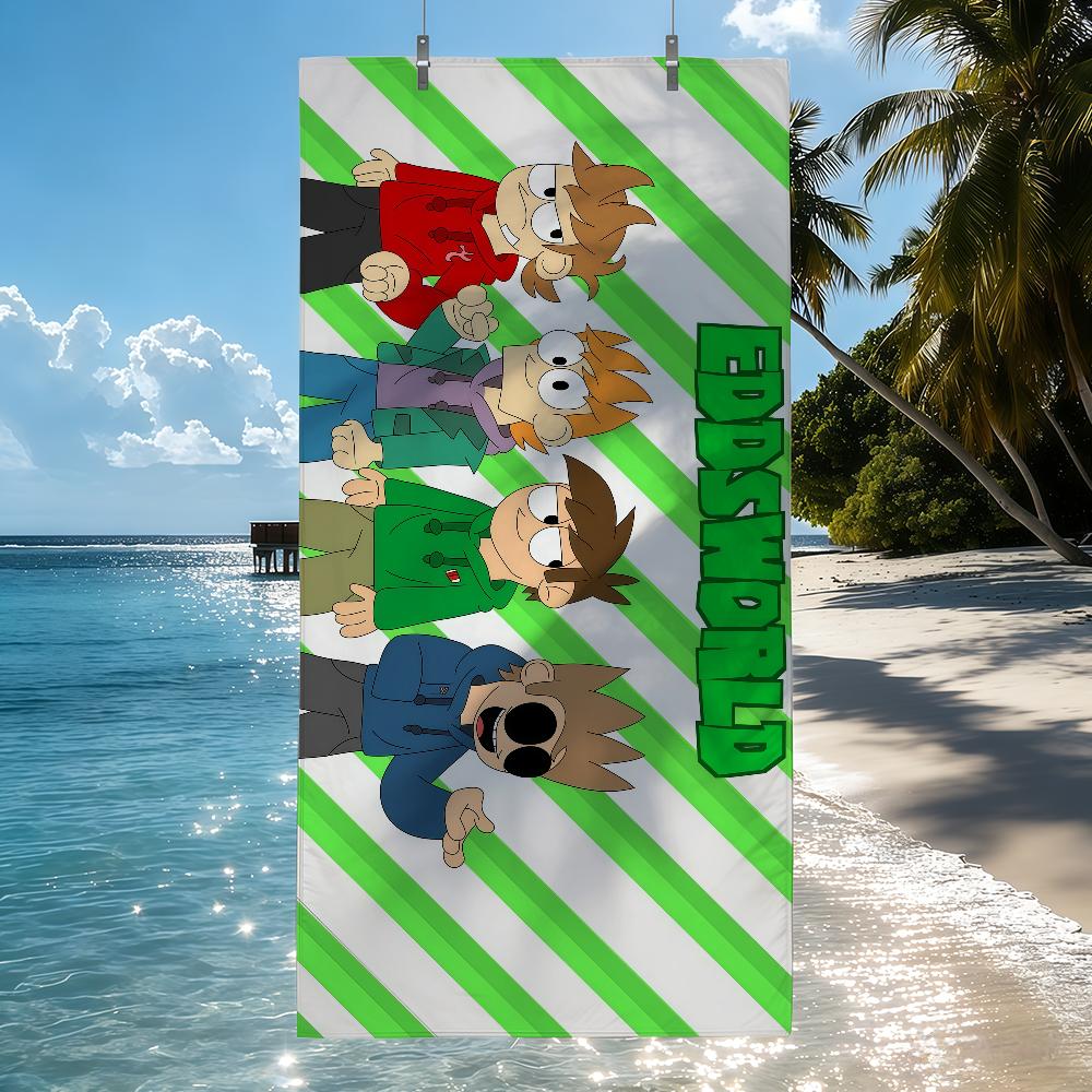Мультяшное полотенце E-Eddsworld, забавное, быстросохнущее, пляжное, подходит для бассейнов, кемпинга, йоги и спортзала