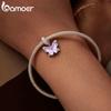 Bamoer 925 Sterling Silver Romantic Lace Butterfly Charms Pendant for Women Bracelet Bangle DIY Jewelry