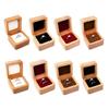 Natural Wooden Flip Ring Box Walnut Small Jewelry Display Box Engagement Wedding Jewelry Gift Box Easy To Carry