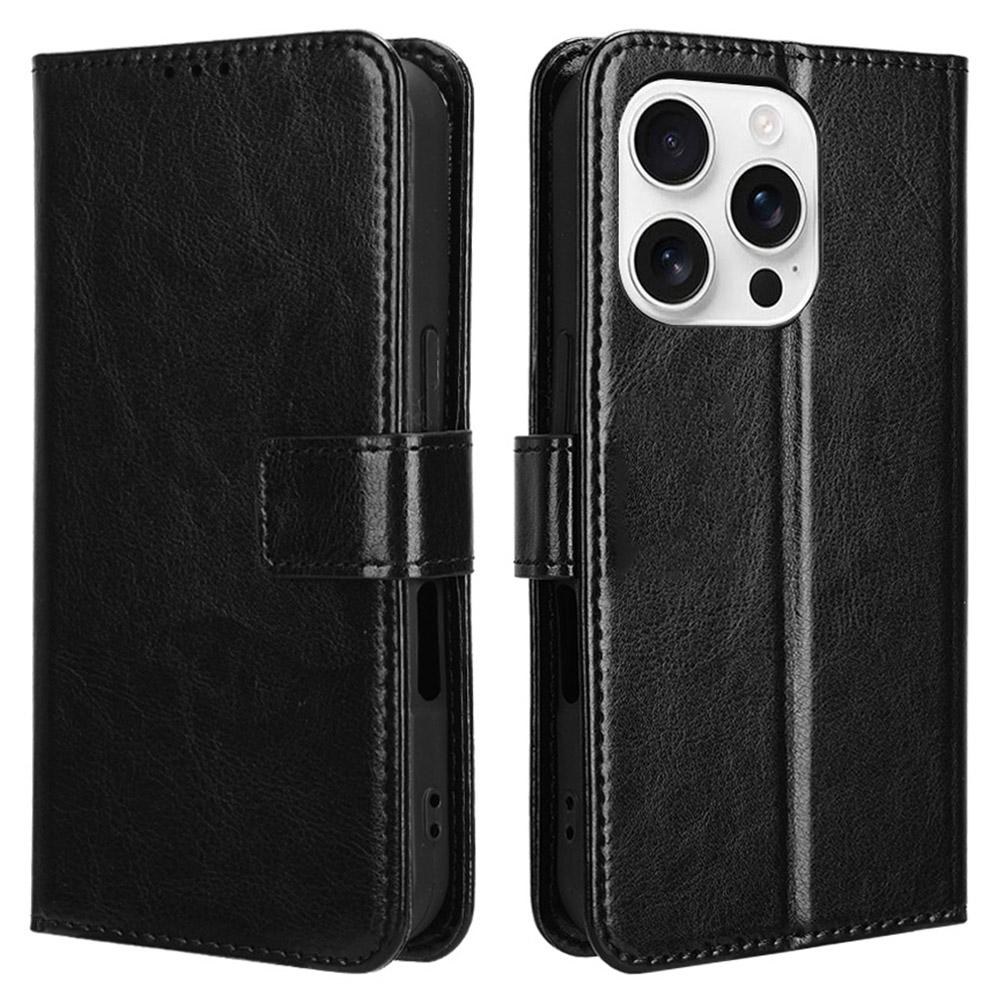 For iPhone 16 Pro Case Crazy Horse Texture PU Leather Phone Wallet Cover