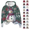 Women's Fashion Pullover Drop Shoulder Long Sleeve Christmas Printed Hooded Sweatshirt