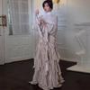 LYRIA Блестящее платье макси с оборками по подолу А-силуэта, с длинными рукавами, облегающее, для вечеринок, длинные халаты, на шнуровке, роскошное, клубное, платья, женские платья
