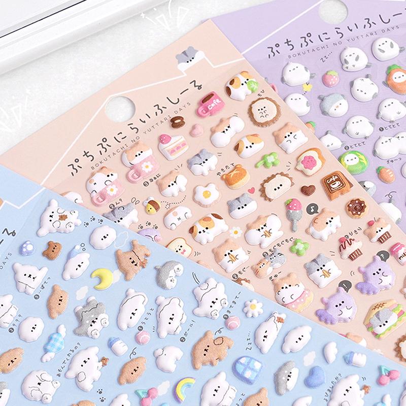 Kawaii Мини Животные Мультфильм 3D Пушистые Наклейки Милый Diy Журнал Чехол Для Телефона Канцелярские Наклейки Diy Украшения Наклейки