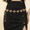 Elegant Round Metal Belt For Women Retro Gold Silver Carved Hollow Out Waistband Dress Decoration