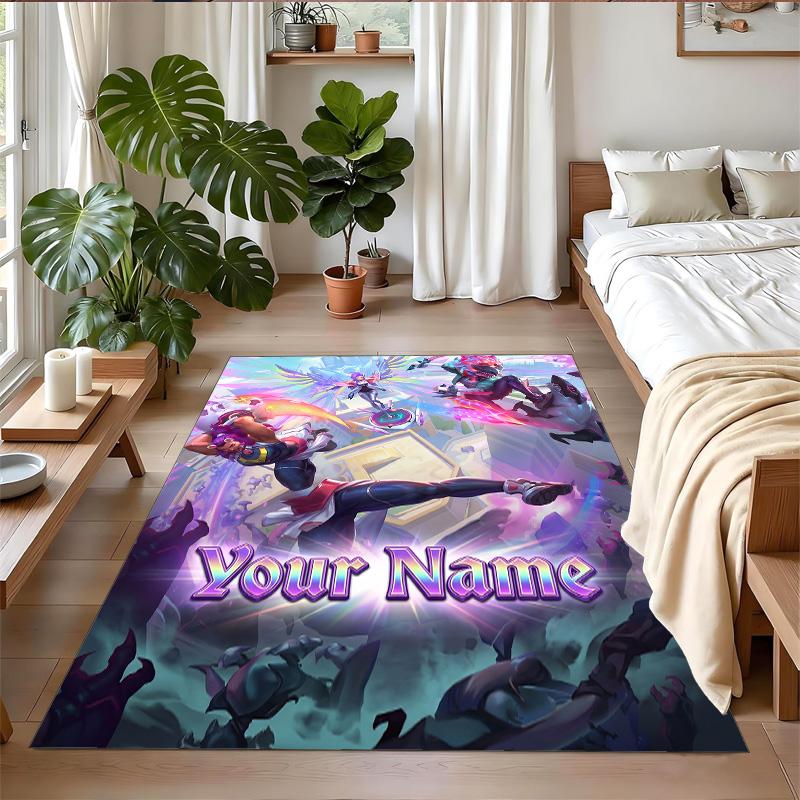 Crystal Velvet Rug Custom Name Text, Soft Non Slip Floor Mat Home DecorLeague of Legends