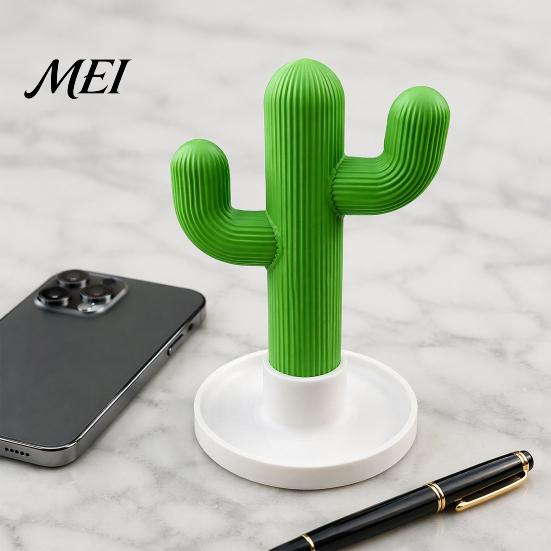 Charging Cable Storage Tray Cactus Headphone Stand And Watch Holder, Desktop Organizer with Headset Tray, 3D Printed Display Rack for Earphones Smart