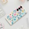 For Samsung Galaxy A17 5G Case Blue Pink Flowers Pattern Printing Straight Edge TPU Phone Back Cover