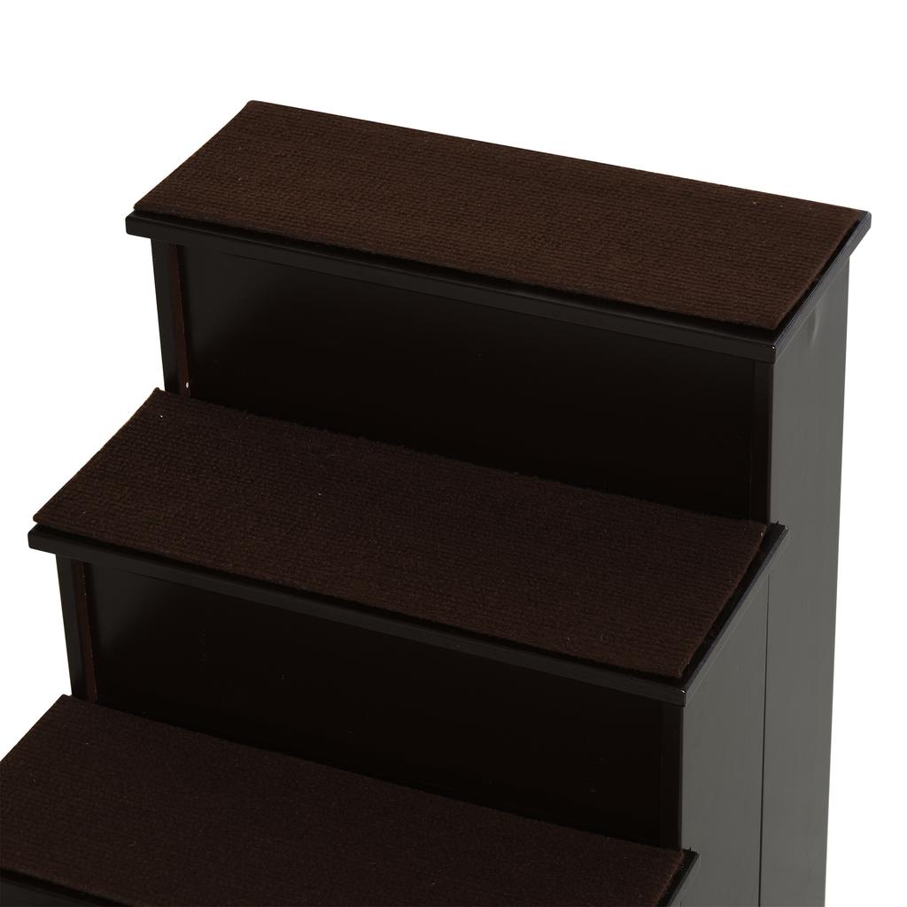 Pet Stairs, for Dogs/Cats, 4-Step, Short Plush, up to 30 kg, 40 x 59 x 54.2 cm, Dark Brown