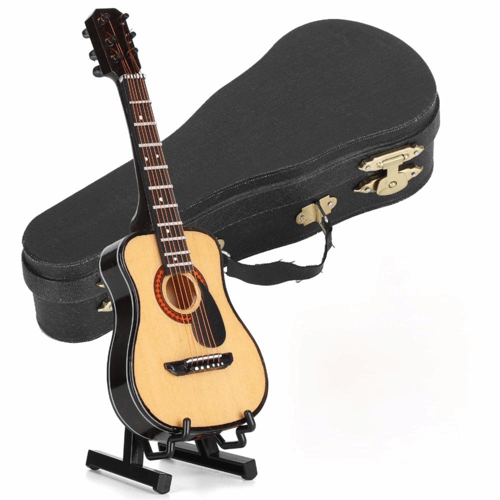 3pcs With Stand And Case Miniature Guitar Model 15cm Size Acoustic Guitar Ornament Birthday Gift
