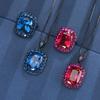 Autumn And Winter Jewelry Copper Bottom Gold Plating Simulation Red Corundum Blue Spinel Temperament Black Gold Set 12 * 16