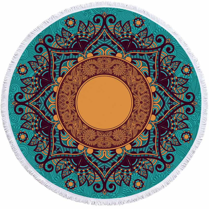 Круглое пляжное полотенце с геометрическим узором «Мандала» с кисточками из микрофибры «Богемия», банное полотенце для душа для взрослых, коврик для пикника и йоги, одеяло, накидка