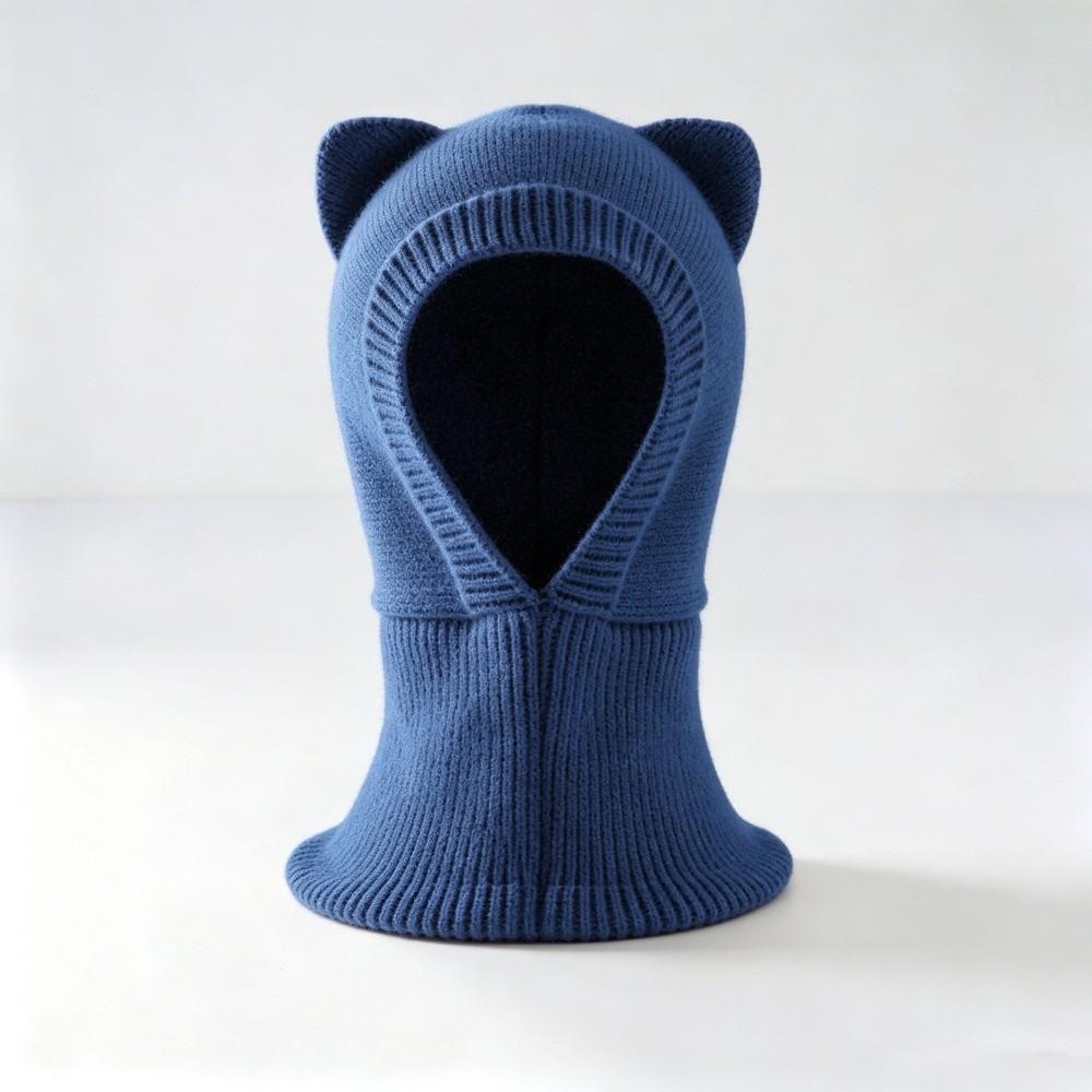 Breathable Cat Ear Knit Cap Solid Color Kids Scarf Hat Gift Balaclava Hooded Beanie Winter