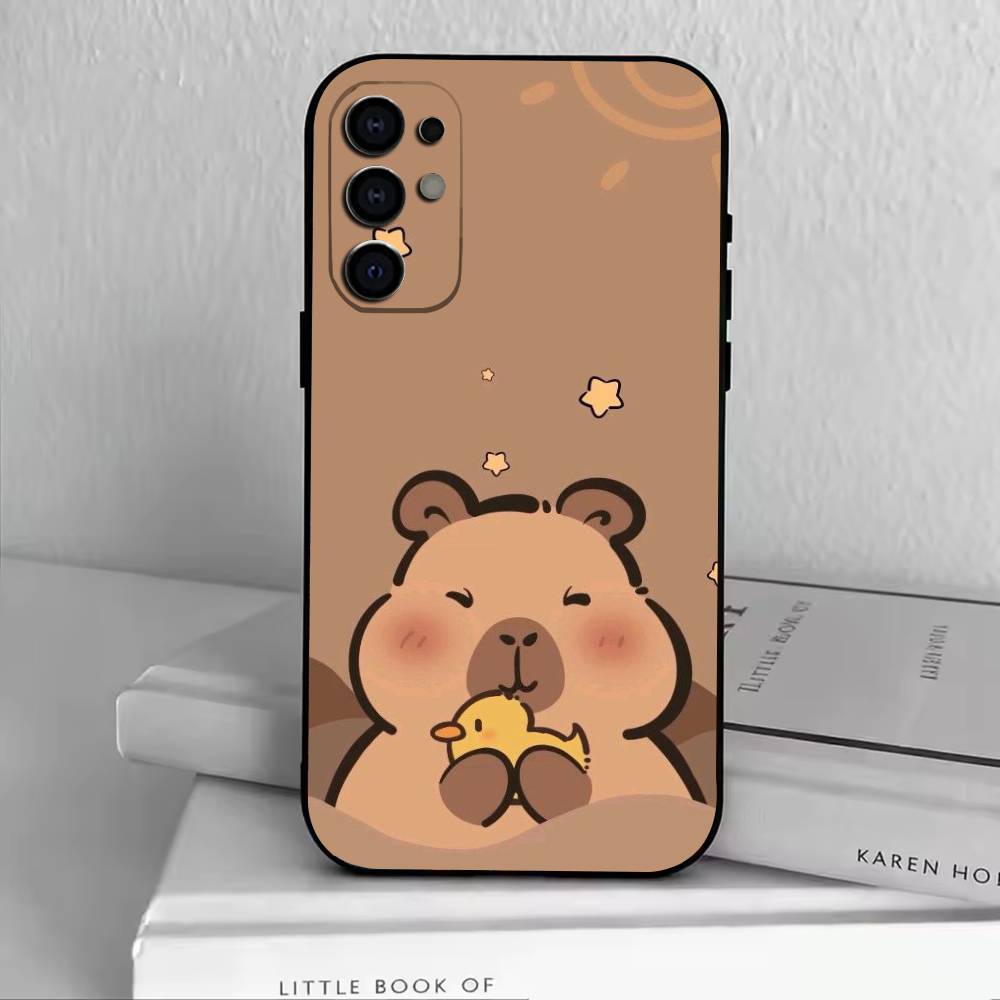 Cute K-Kawaii Capybara   Phone Case Black Silicone Soft For Samsung S25,S24,S21,S22,S23,S30,Ultra,S20,Plus,Fe,Lite