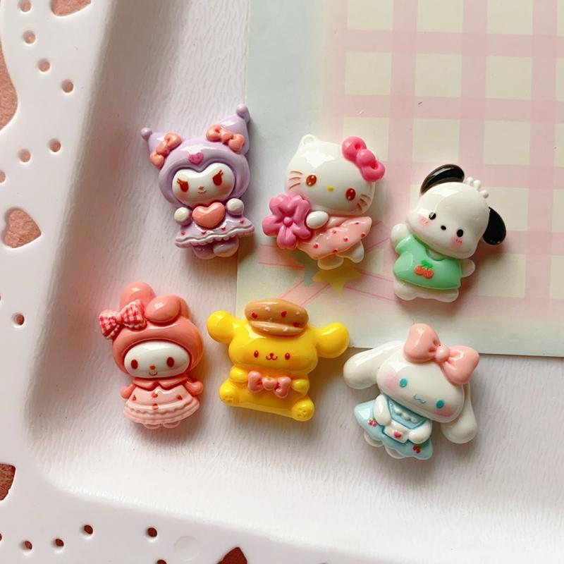 10 Pcs New Kawaii Cartoon Kitten, Rabbit, Puppy Nime Characters Resin Scrapbook Diy Jewelry Children Gift Hairpin Accessories A1